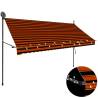 Manual Retractable Awning with LED 300 cm Orange and Brown Colour orange and brown Quantity in Package 1 Width 300 cm 