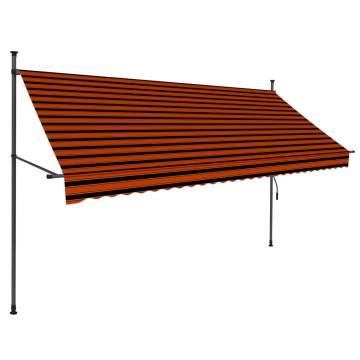 Manual Retractable Awning with LED - 300 cm Orange & Brown