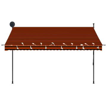 Manual Retractable Awning with LED - 300 cm Orange & Brown