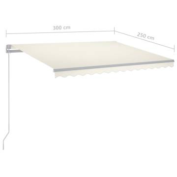 Manual Retractable Awning with LED - 300x250 cm Cream