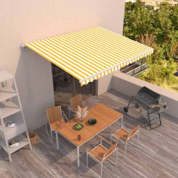 Manual Retractable Awning 400x350 cm - Yellow & White