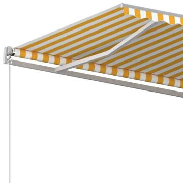 Manual Retractable Awning 400x350 cm - Yellow & White