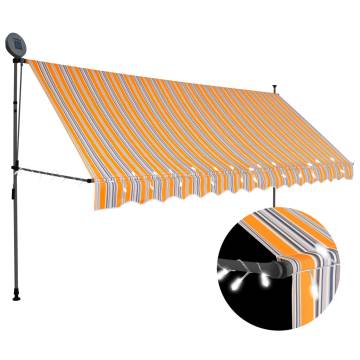 Manual Retractable Awning with LED - 400 cm Yellow & Blue