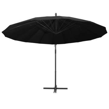 Hanging Parasol Black 3m Aluminium Pole | Hipomarket UK