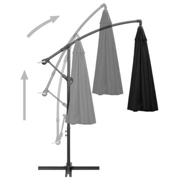 Hanging Parasol Black 3m Aluminium Pole | Hipomarket UK