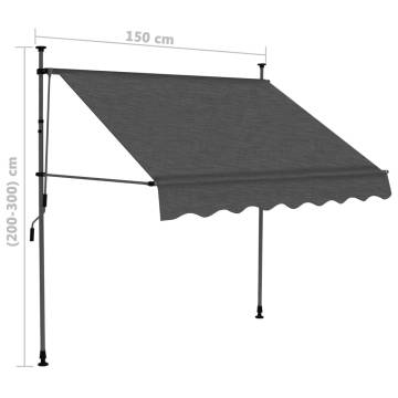 Manual Retractable Awning with LED 150 cm - Anthracite