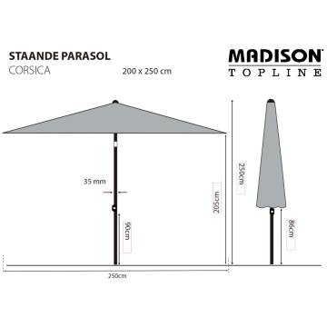 Madison Corsica Parasol 200x250 cm Grey - Stylish Shade Solution