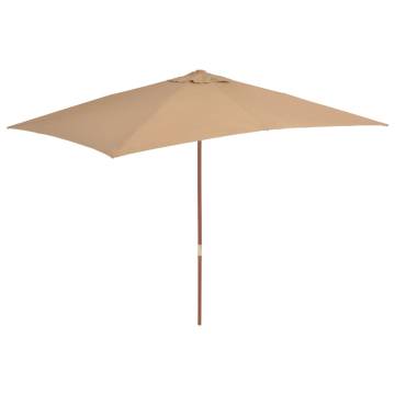 Elegant Outdoor Parasol with Wooden Pole - 200x300 cm Taupe