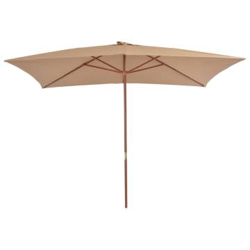 Elegant Outdoor Parasol with Wooden Pole - 200x300 cm Taupe