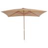 Elegant Outdoor Parasol with Wooden Pole - 200x300 cm Taupe