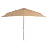 Elegant Outdoor Parasol with Wooden Pole - 200x300 cm Taupe