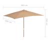 Elegant Outdoor Parasol with Wooden Pole - 200x300 cm Taupe