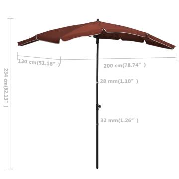 Garden Parasol with Pole 200x130 cm - Terracotta Shade