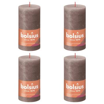 Bolsius Rustic Pillar Candles Shine 4 pcs - Taupe 130x68 mm