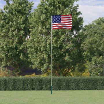 US Flag and Pole 5.55 m Aluminium - Durable & Adjustable