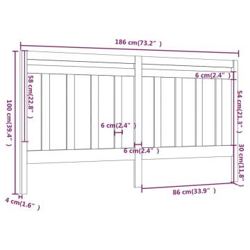 Stylish Solid Wood Pine Bed Headboard - 186x4x100 cm