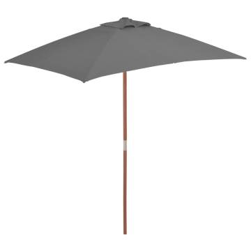 Outdoor Parasol with Wooden Pole - 150x200 cm Anthracite