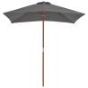 Outdoor Parasol with Wooden Pole - 150x200 cm Anthracite