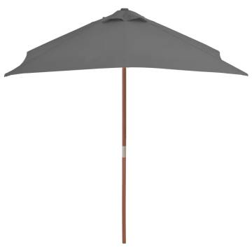 Outdoor Parasol with Wooden Pole - 150x200 cm Anthracite