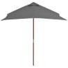 Outdoor Parasol with Wooden Pole - 150x200 cm Anthracite