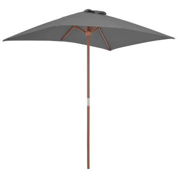 Outdoor Parasol with Wooden Pole - 150x200 cm Anthracite