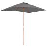 Outdoor Parasol with Wooden Pole - 150x200 cm Anthracite