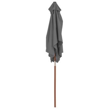 Outdoor Parasol with Wooden Pole - 150x200 cm Anthracite