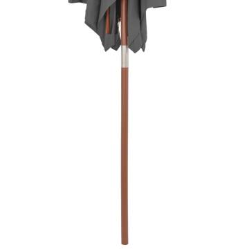 Outdoor Parasol with Wooden Pole - 150x200 cm Anthracite