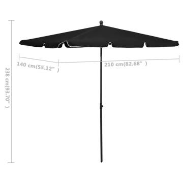 Garden Parasol with Pole 210x140 cm - Stylish & Durable Shade