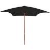 Outdoor Parasol with Wooden Pole Black 200x300 cm Colour black Quantity in Package 1 