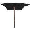 Outdoor Parasol with Wooden Pole - 200x300 cm Black