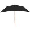 Outdoor Parasol with Wooden Pole - 200x300 cm Black