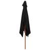 Outdoor Parasol with Wooden Pole - 200x300 cm Black