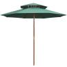 Double Decker Parasol 270x270 cm Wooden Pole Green Colour green 