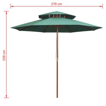 Double Decker Parasol 270x270 cm - Elegant Green Canopy