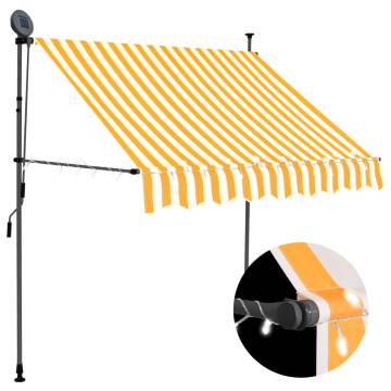 Manual Retractable Awning with LED - 150cm White & Orange