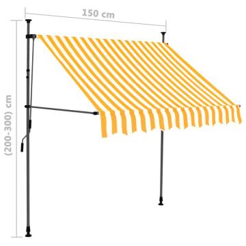 Manual Retractable Awning with LED - 150cm White & Orange