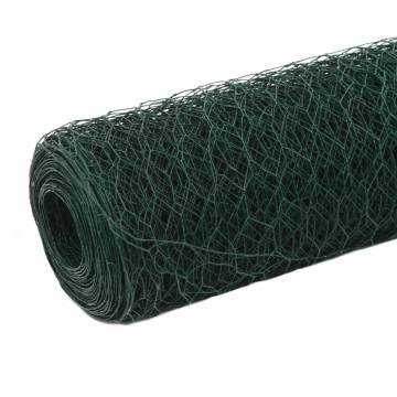 Chicken Wire Fence Steel with PVC Coating | 25x1.2m Green