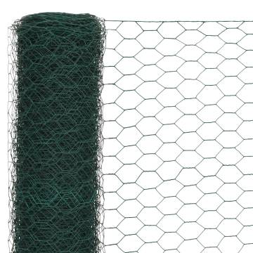 Chicken Wire Fence Steel with PVC Coating | 25x1.2m Green