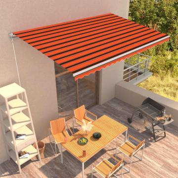 Manual Retractable Awning 500x300 cm - Orange & Brown