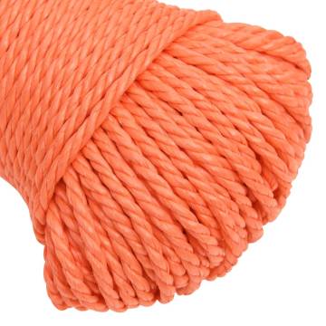 Durable 8mm 50m Orange Polypropylene Work Rope | HipoMarket