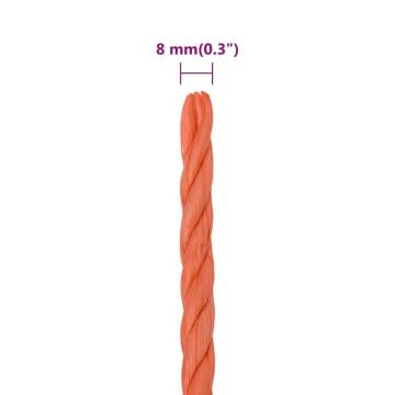 Durable 8mm 50m Orange Polypropylene Work Rope | HipoMarket