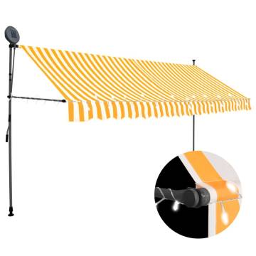 Manual Retractable Awning with LED - 400 cm White & Orange