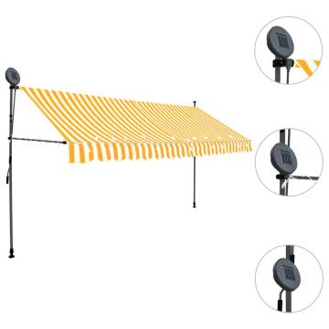 Manual Retractable Awning with LED - 400 cm White & Orange