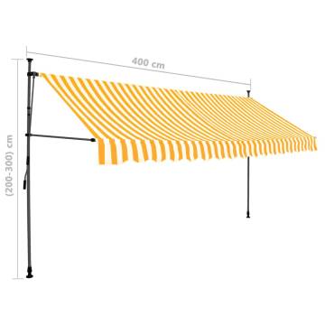 Manual Retractable Awning with LED - 400 cm White & Orange