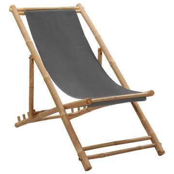 Bamboo & Canvas Deck Chair - Dark Grey | HipoMarket