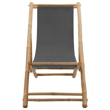 Bamboo & Canvas Deck Chair - Dark Grey | HipoMarket