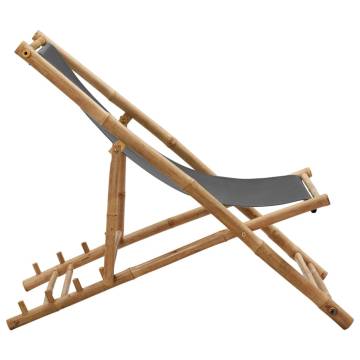 Bamboo & Canvas Deck Chair - Dark Grey | HipoMarket