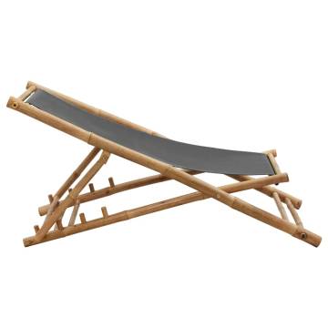 Bamboo & Canvas Deck Chair - Dark Grey | HipoMarket