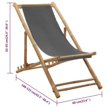 Bamboo & Canvas Deck Chair - Dark Grey | HipoMarket